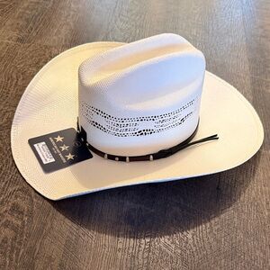 Ivory Straw Cowboy Hat with Black Band by American Hat Makers Size M NWT
